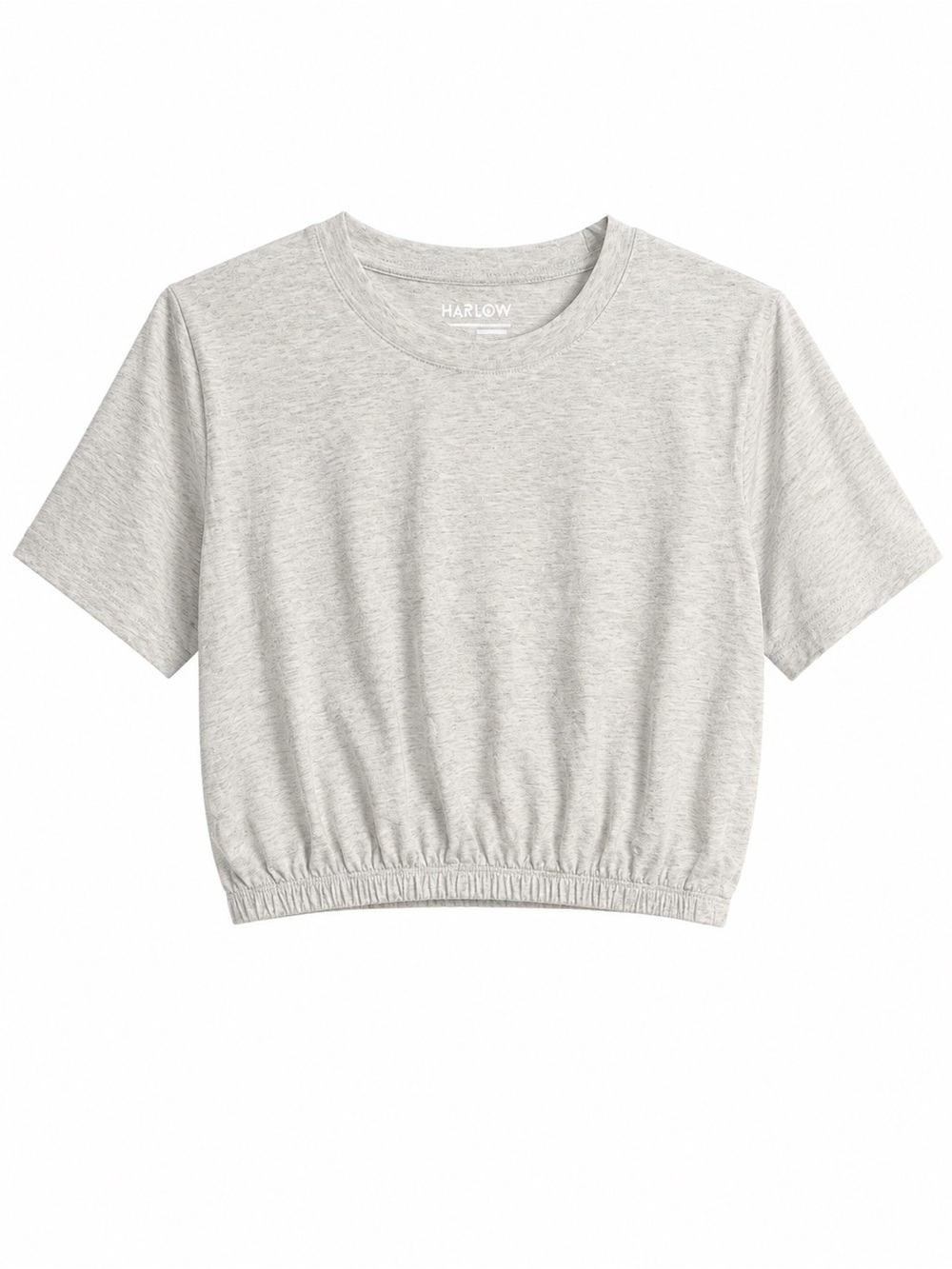 Harlow Light Gray Crop Tee with Elastic Hem